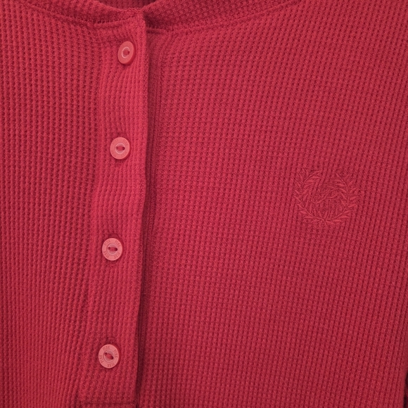 Pink Victoria's Secret Red Waffle Knit Long Sleeve Henley Top Size Large Fall - Picture 4 of 7